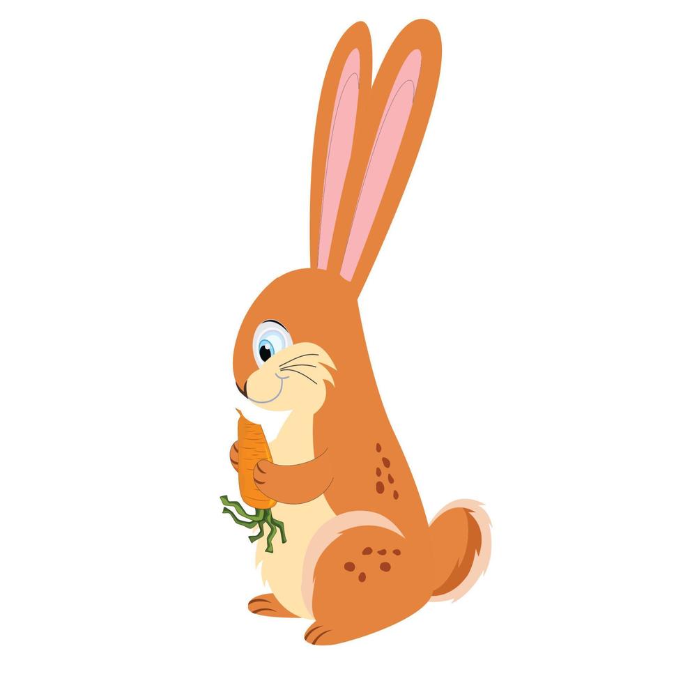 coniglietto simpatico cartone animato con carota in mano vettore