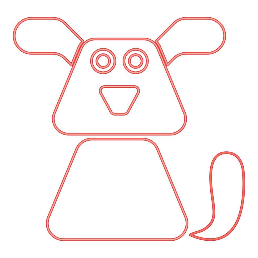 neon cane colore rosso illustrazione vettoriale immagine stile piatto