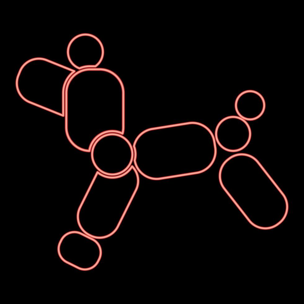 neon cane icona ballon colore nero in cerchio colore rosso illustrazione vettoriale immagine in stile piatto