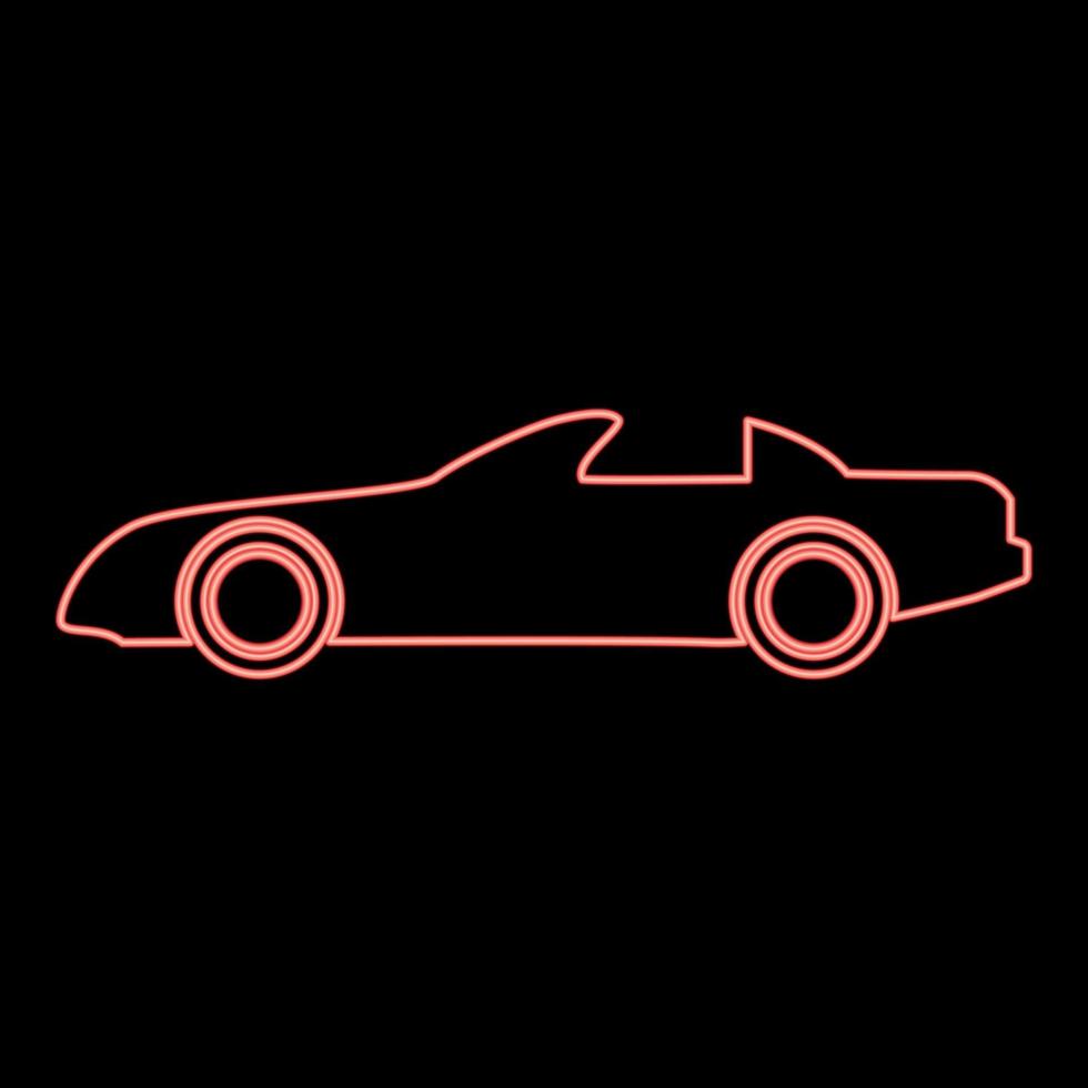 immagine di stile piatto dell'illustrazione di vettore di colore rosso dell'automobile al neon