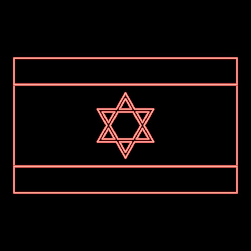 bandiera al neon di israele icona colore nero in cerchio colore rosso illustrazione vettoriale immagine in stile piatto
