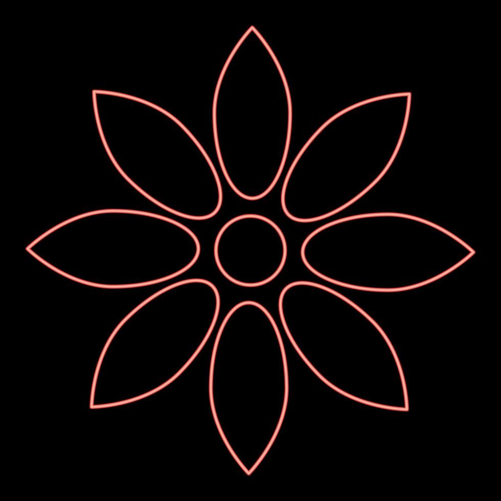 immagine di stile piatto dell'illustrazione di vettore di colore rosso del fiore al neon