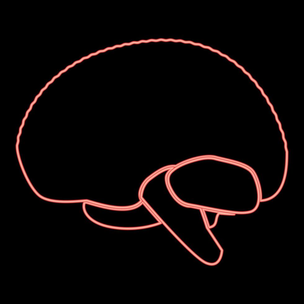 icona del cervello al neon colore nero in cerchio colore rosso illustrazione vettoriale immagine in stile piatto