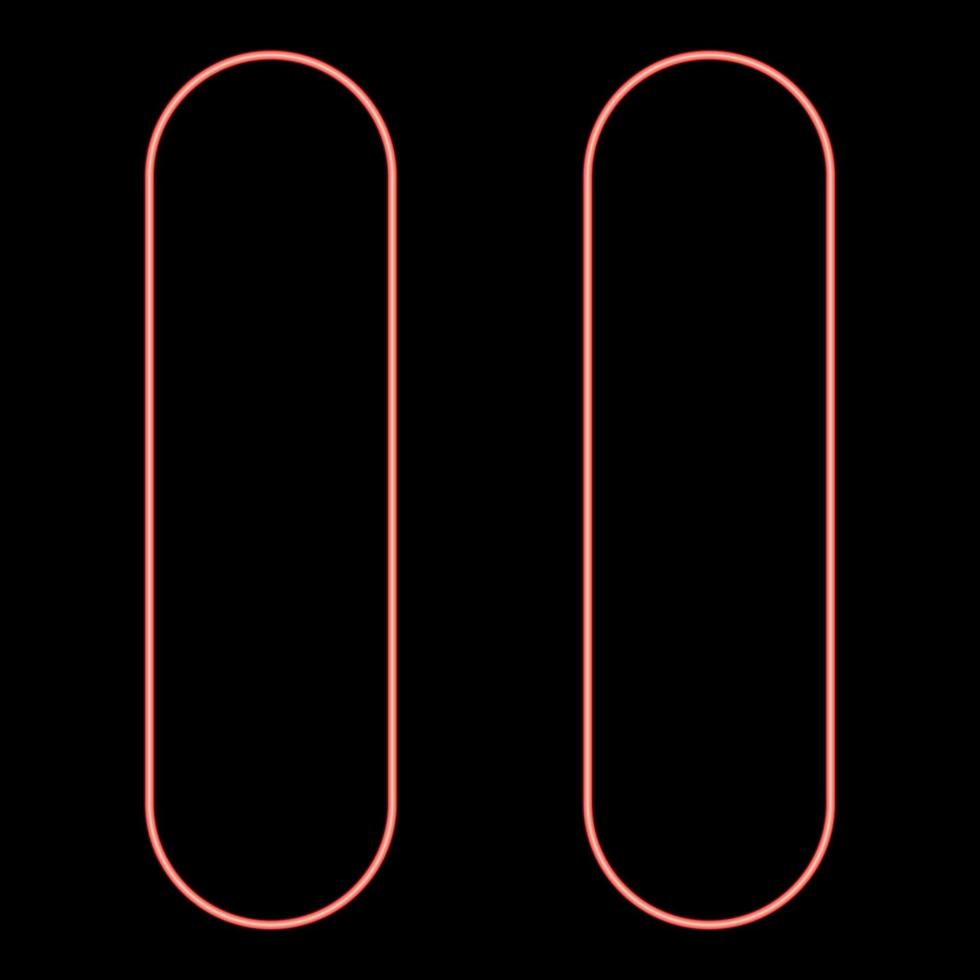 icona di pausa neon colore nero in cerchio colore rosso illustrazione vettoriale immagine in stile piatto