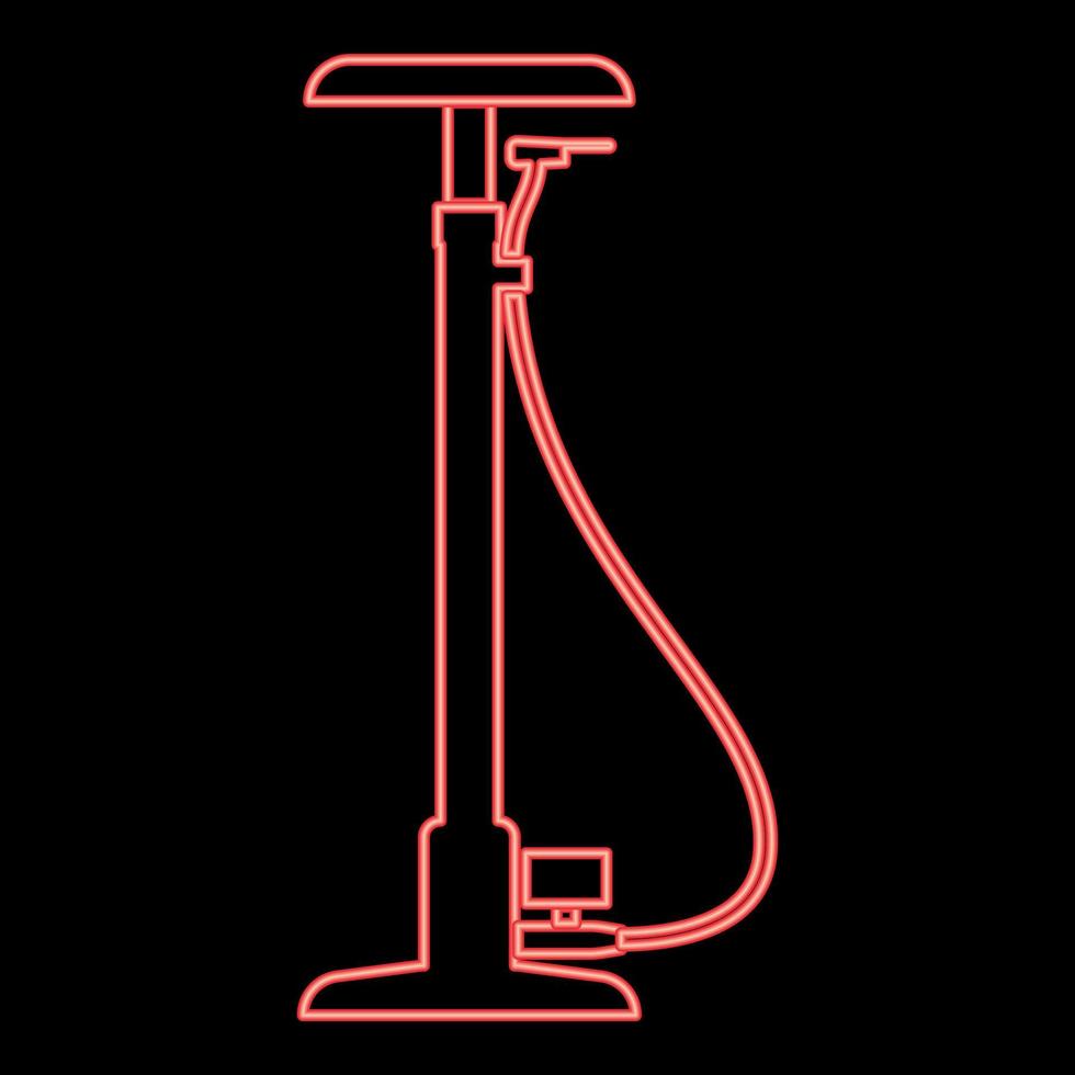 neon pompa per bicicletta colore rosso illustrazione vettoriale immagine stile piatto