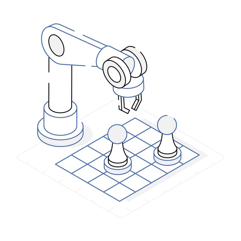 un'icona isometrica ben progettata degli scacchi robotici vettore