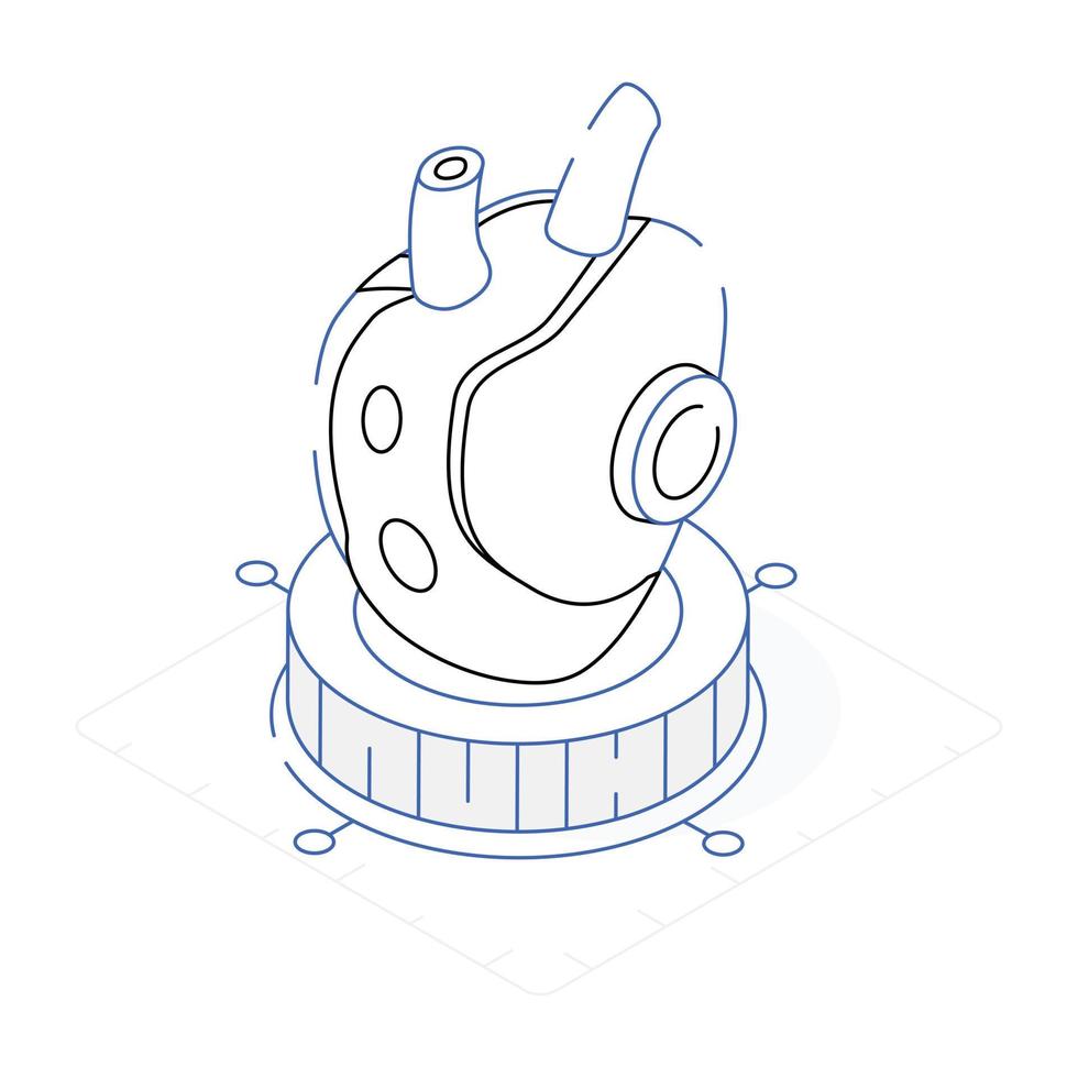 un'icona isometrica di contorno del cuore artificiale vettore