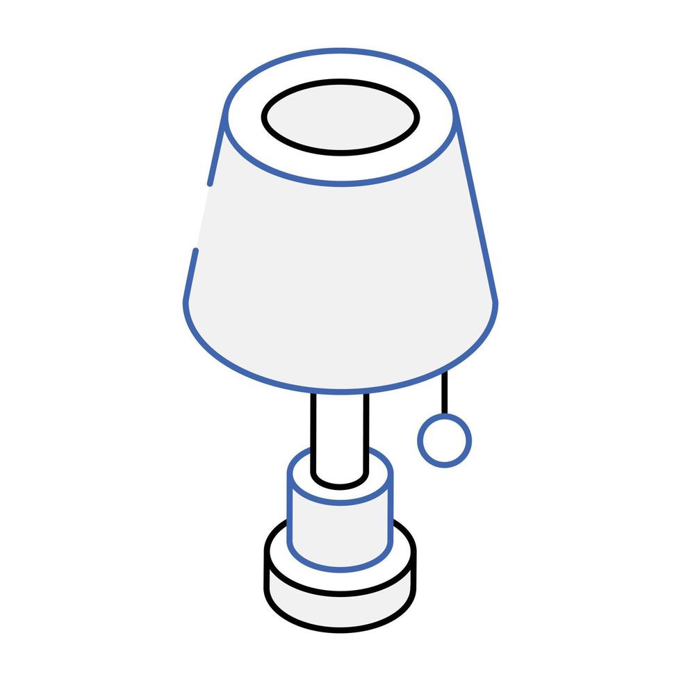 un'icona isometrica modificabile della lampada da tavolo vettore