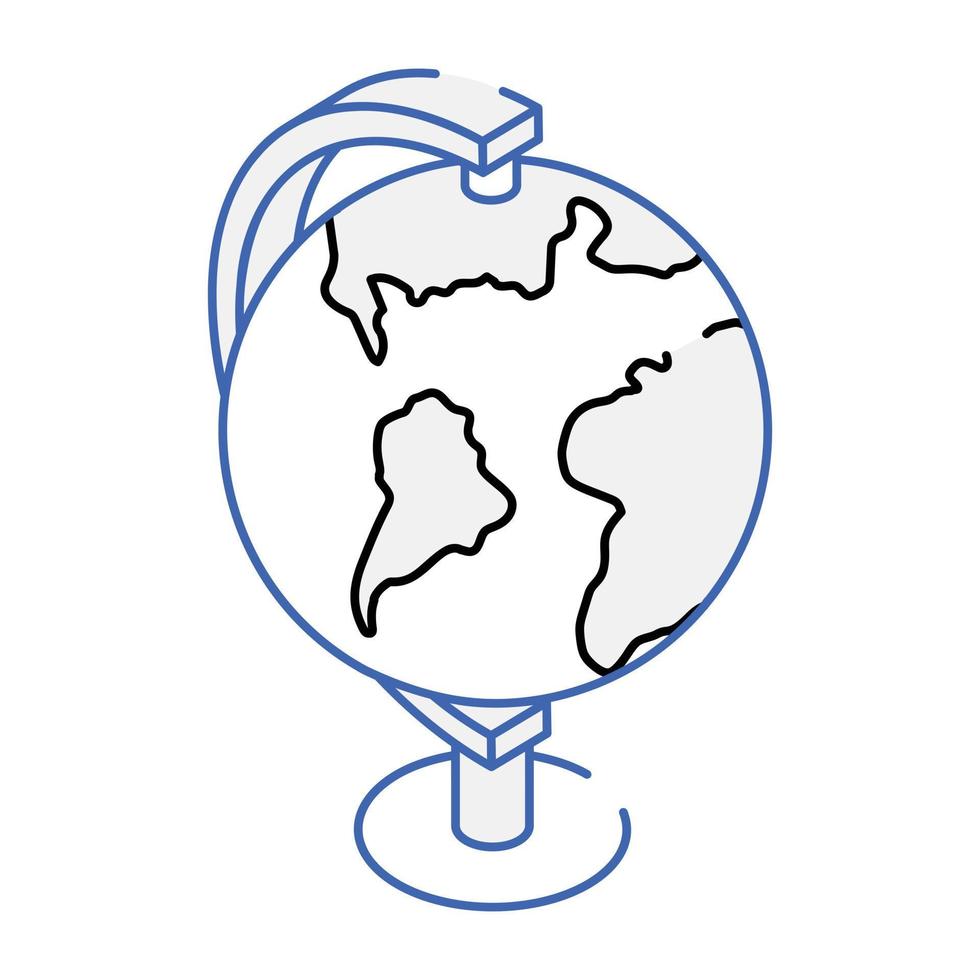 icona del globo da tavolo in stile isometrico di contorno vettore