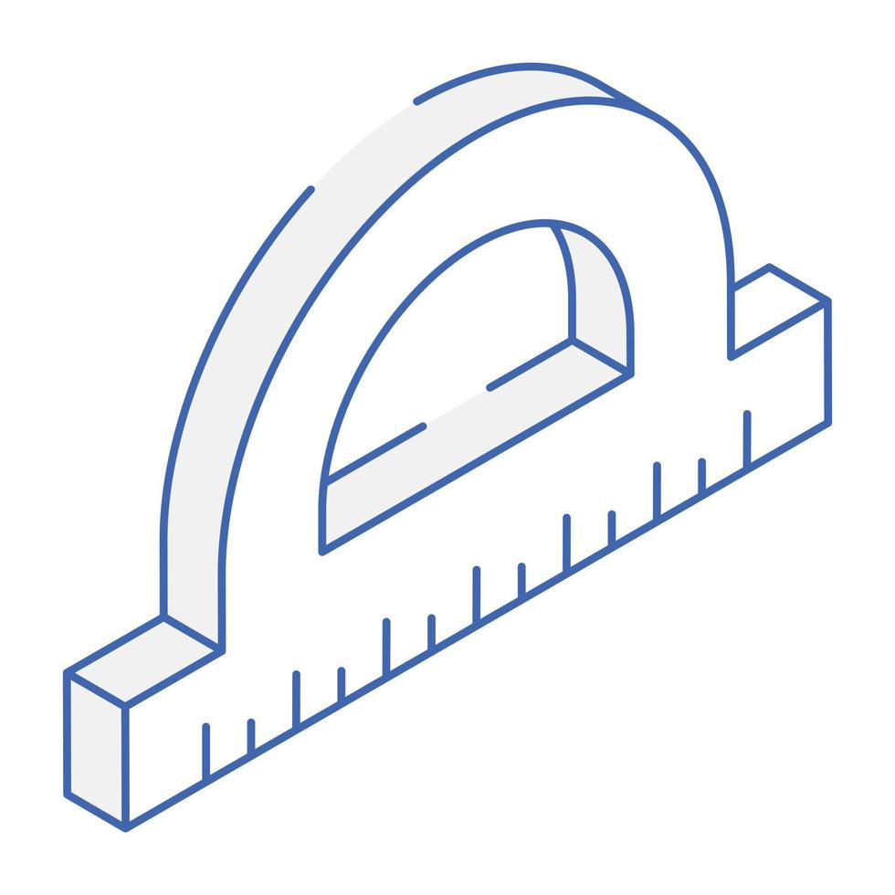 un'icona isometrica di contorno del goniometro vettore