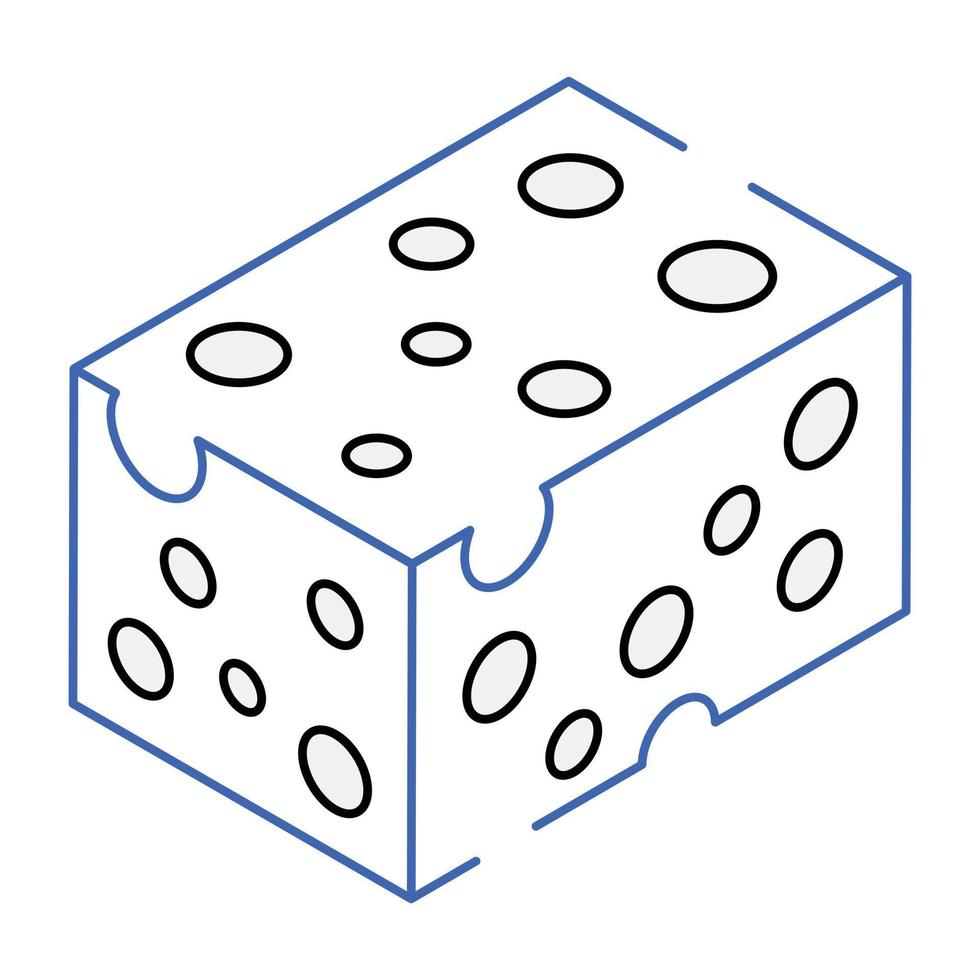 icona isometrica di formaggio da far venire l'acquolina in bocca vettore