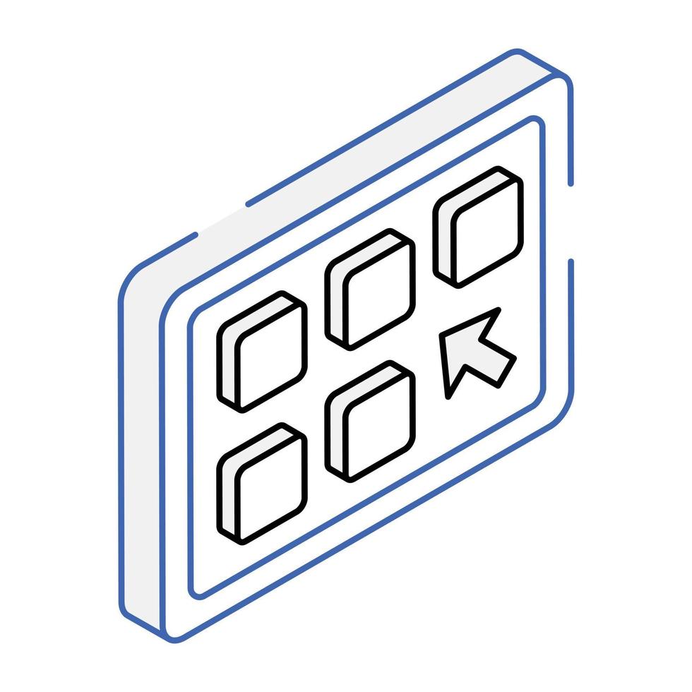 un'icona del design isometrico dell'interfaccia utente vettore