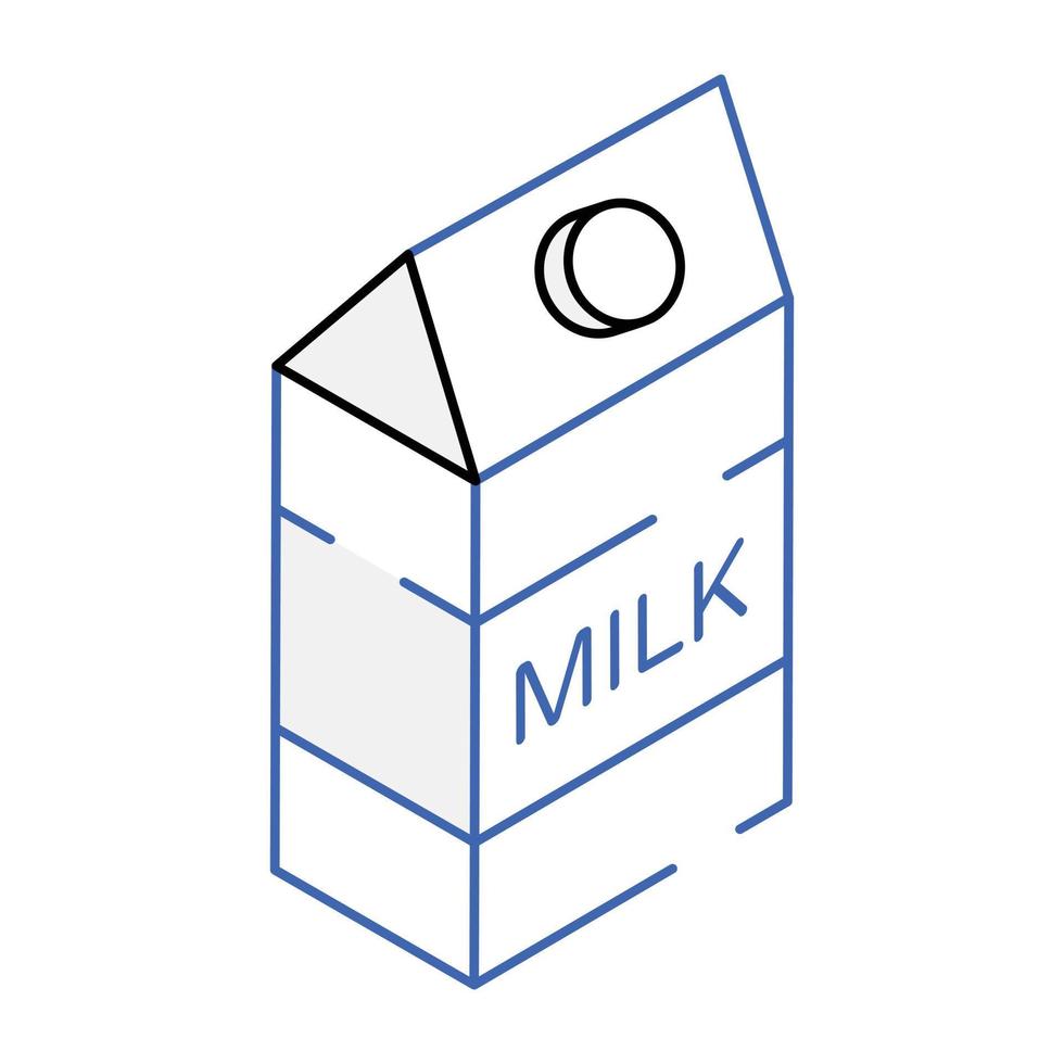 icona isometrica personalizzabile del pacchetto di latte vettore