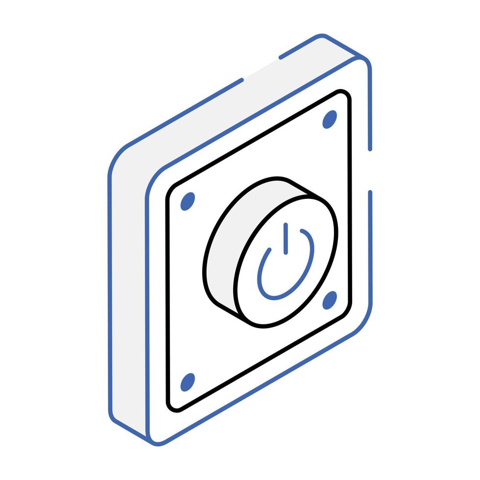 un'icona del design isometrico del pulsante di accensione vettore