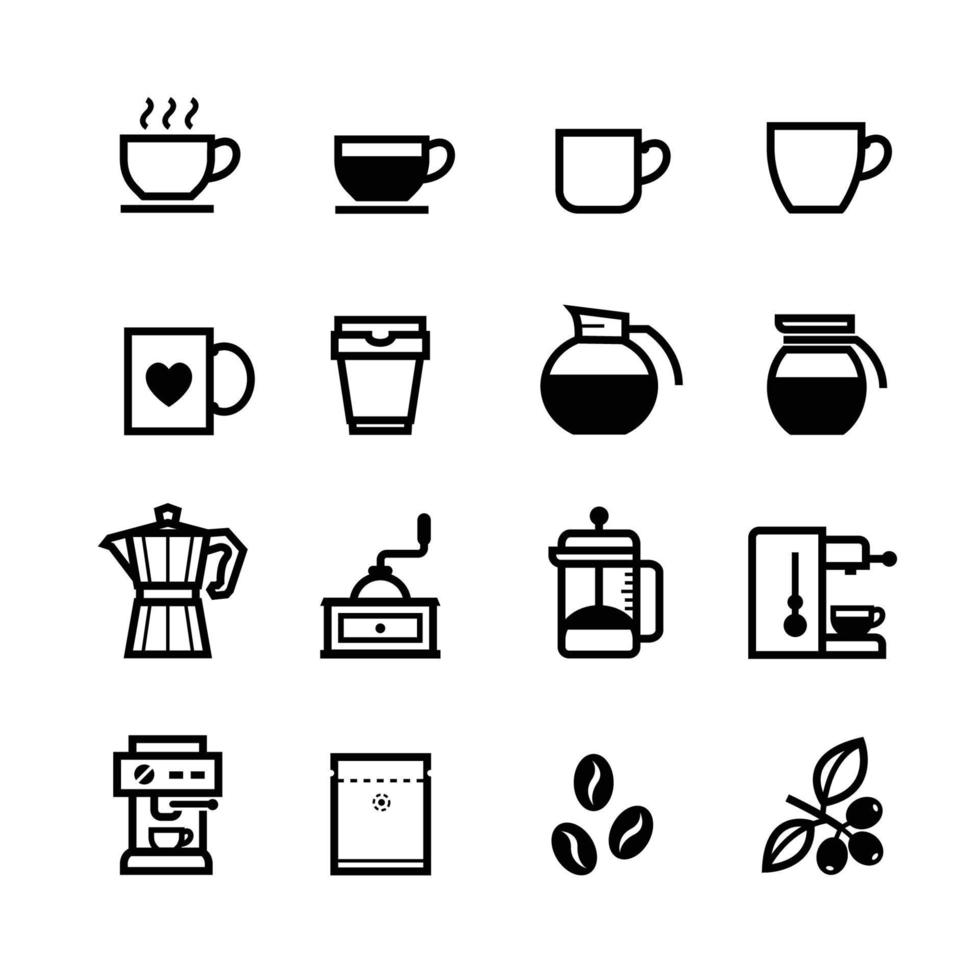 icone del caffè e caffetteria con sfondo bianco vettore