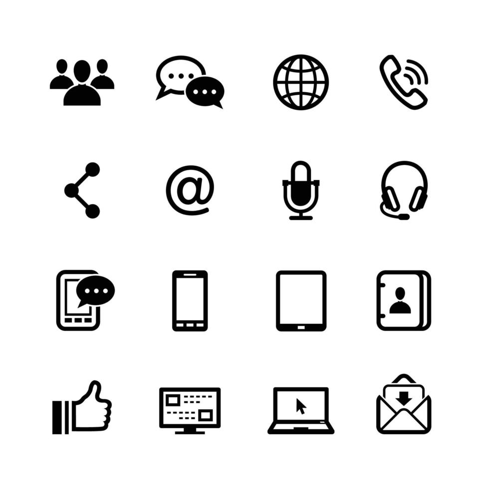 icone di comunicazione e chat con sfondo bianco vettore