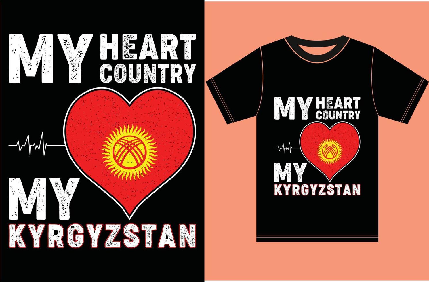 il mio cuore, il mio paese, il mio Kirghizistan. tipografia disegno vettoriale