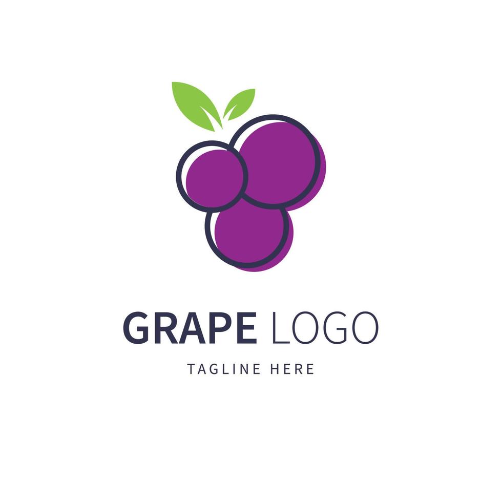 logo semplice dell'uva con bella forma rotonda pulita vettore