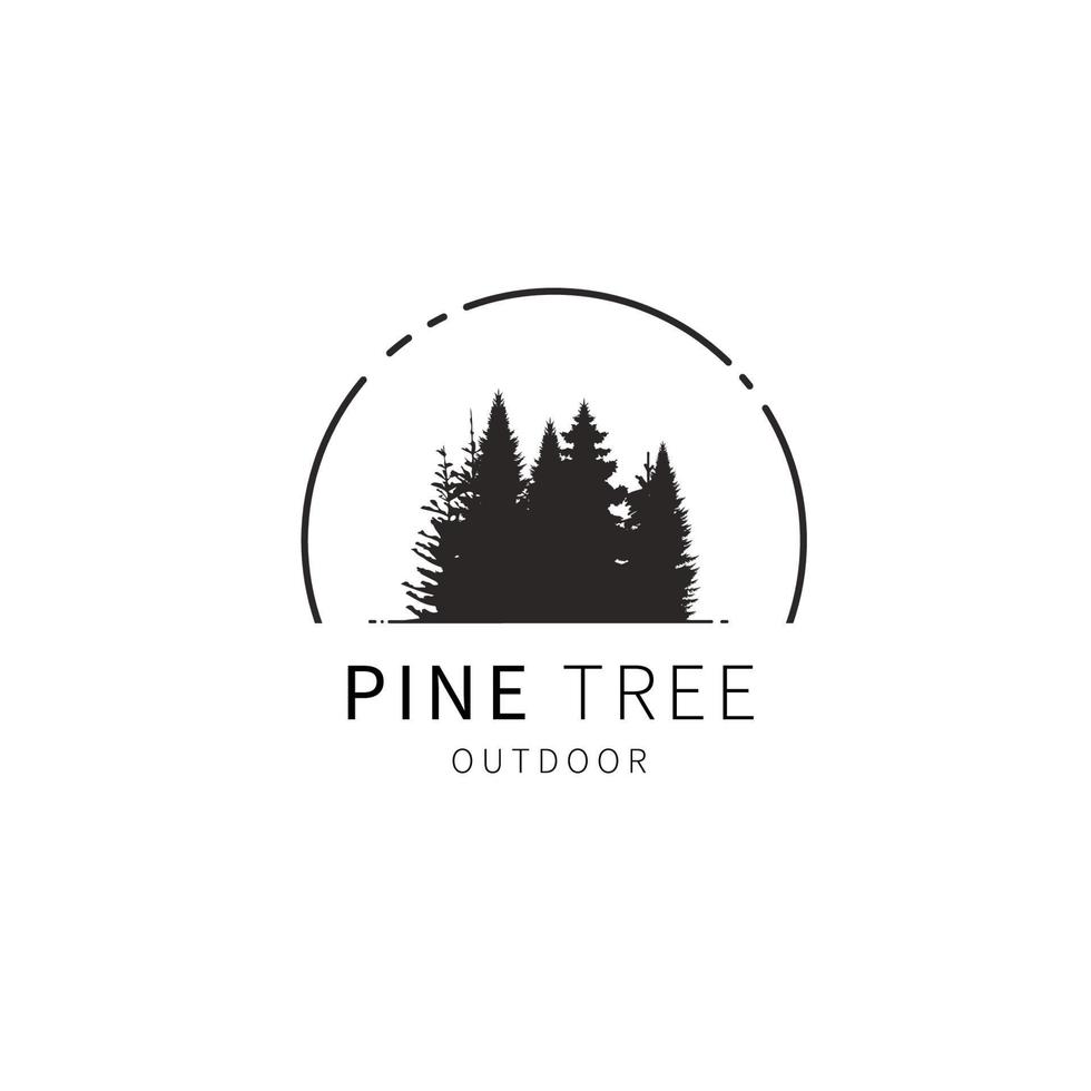 natura del logo dell'albero di pino nel vettore del cerchio
