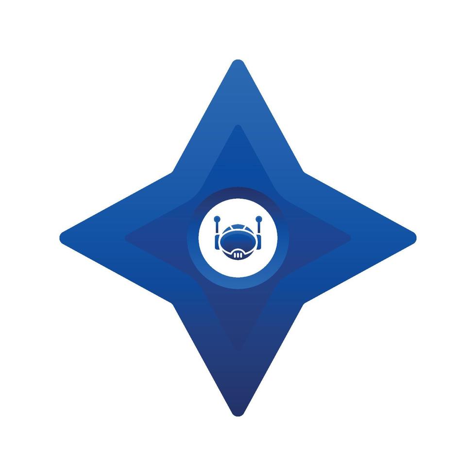 icona del modello di progettazione del logo sfumato robot shuriken vettore