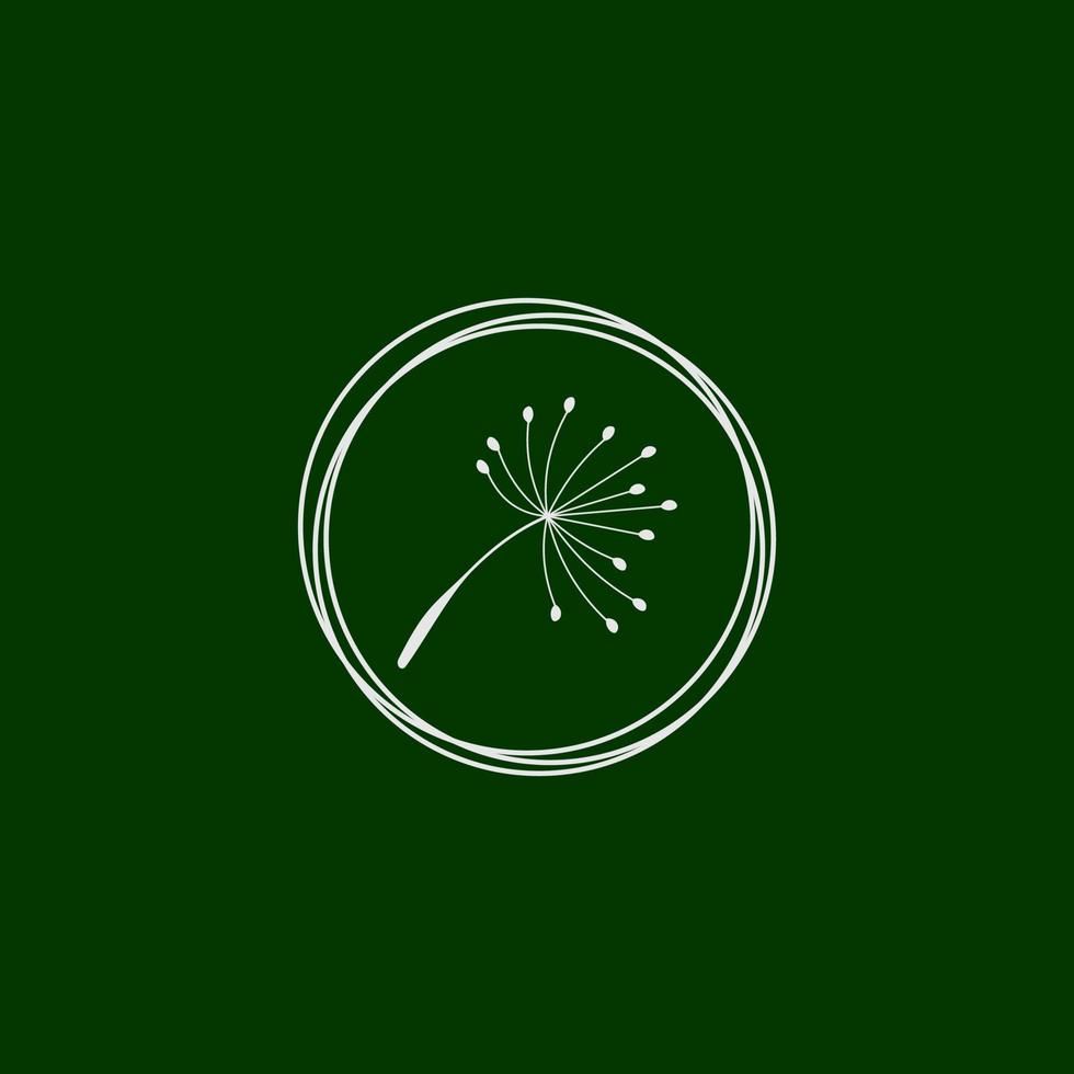 cerchio di logo del fiore di tarassaco di bellezza e verde vettore