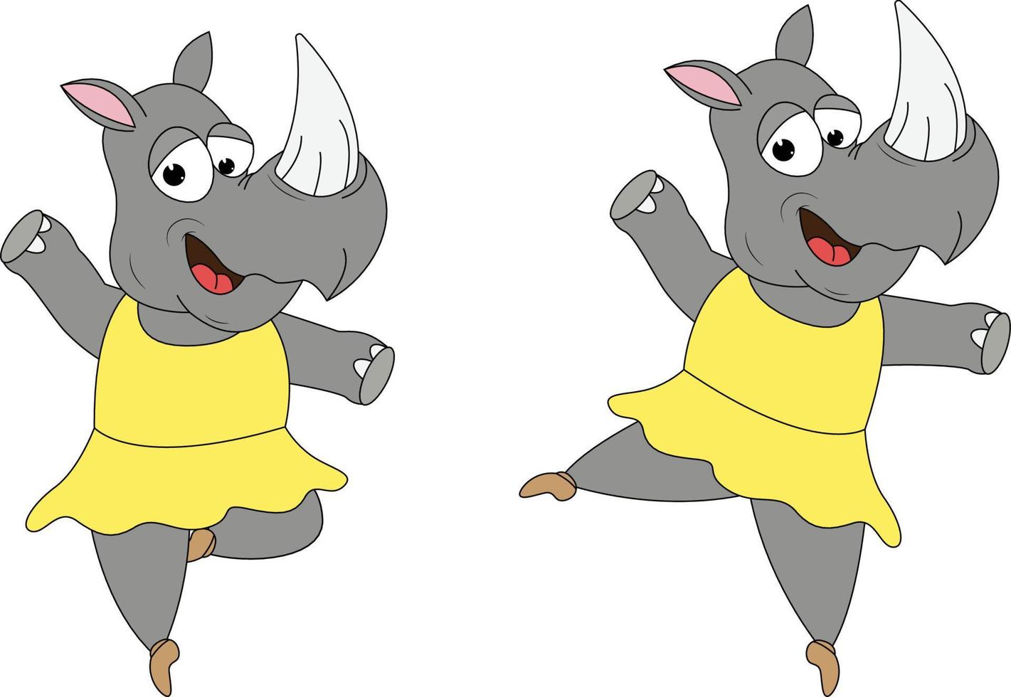 grafica di cartone animato animale rinoceronte carino vettore