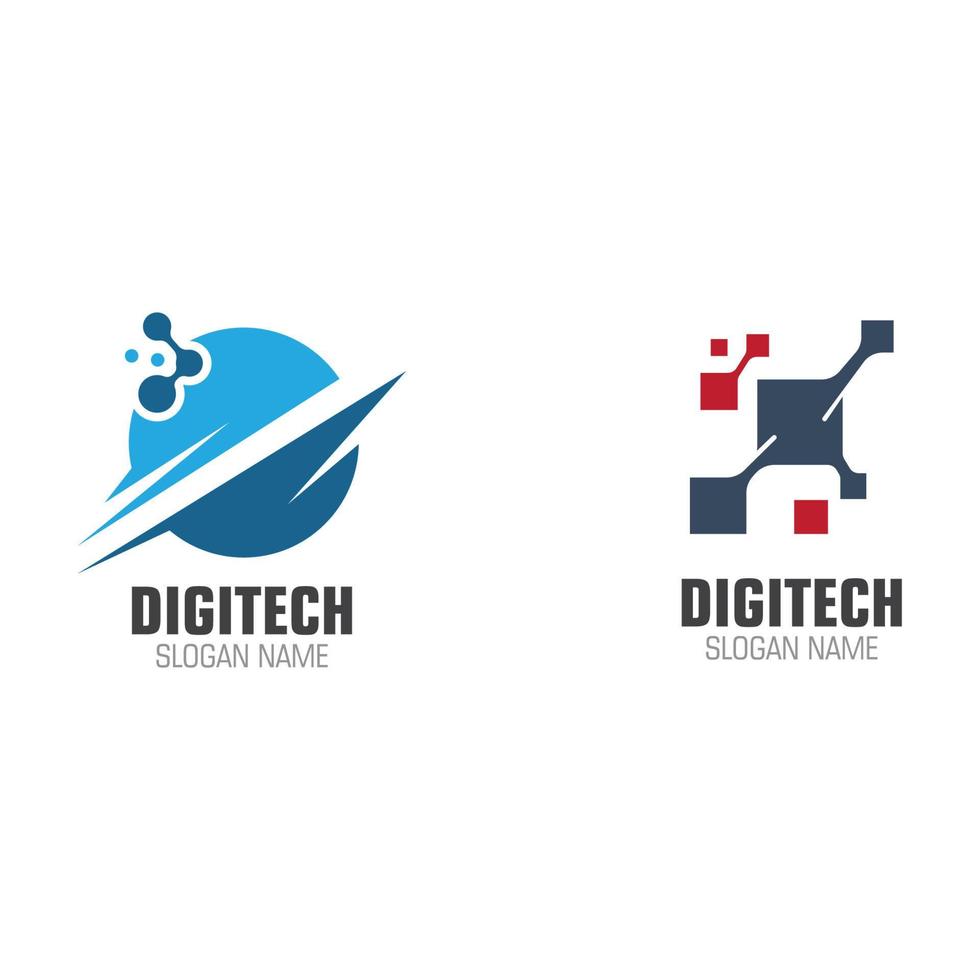 modello di tecnologia moderna di progettazione di logo creativo digitale pixel vettore