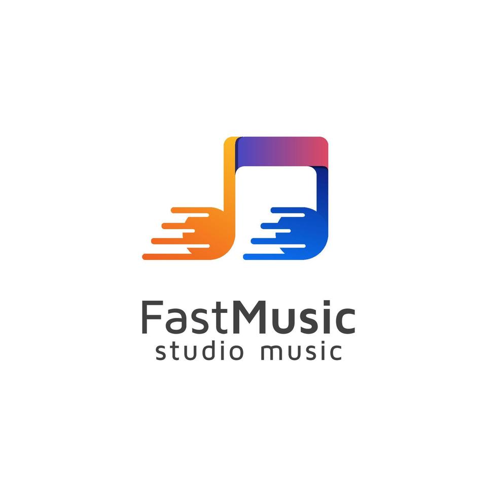 logo di musica veloce, modello vettoriale di progettazione del logo del record di studio