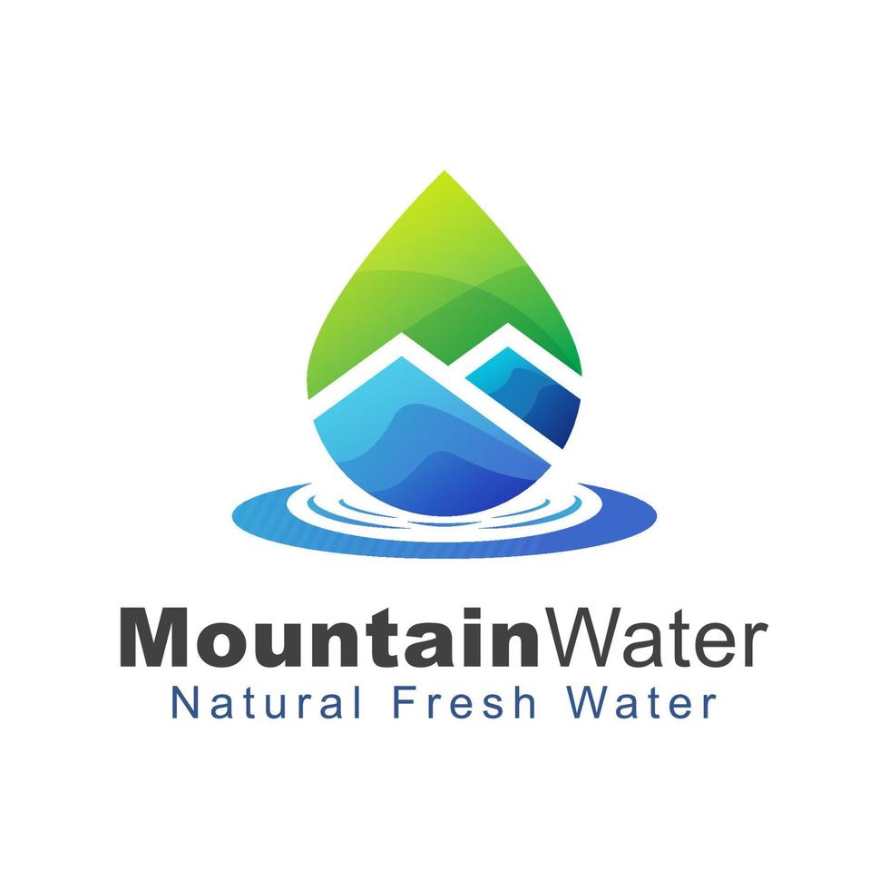 concetto di logo di acqua di montagna, logo gradiente di acqua dolce naturale vettore