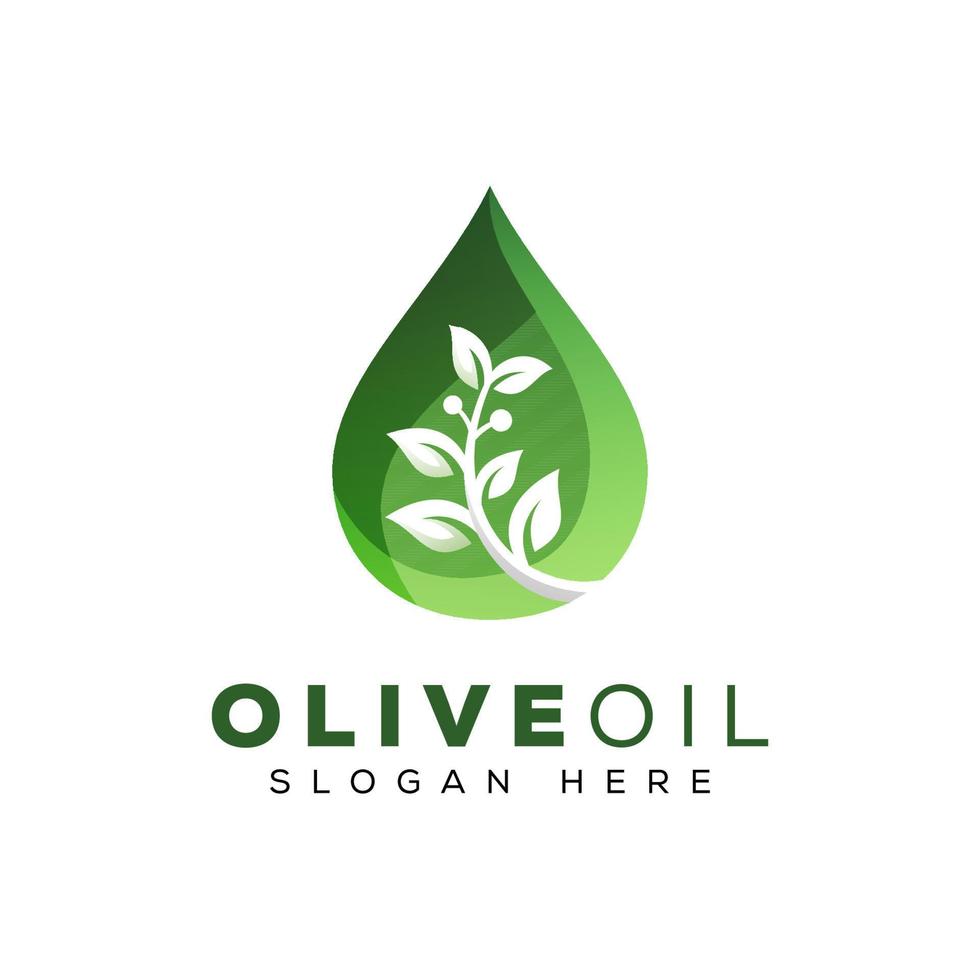 modello di vettore di progettazione di logo moderno olio d'oliva verde