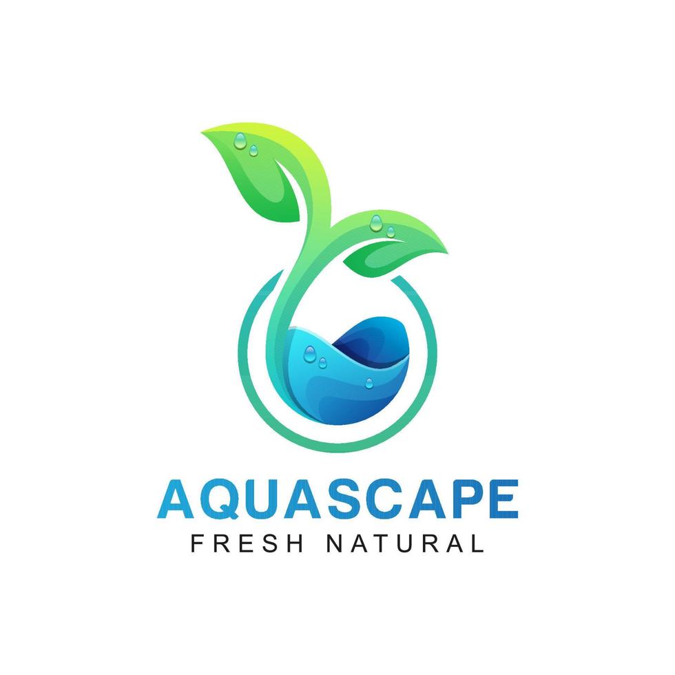 fresco aquascape logo design natura pianta in acquario, logo albero in crescita per il concetto di design greening vettore