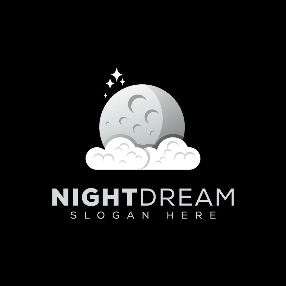 fantastico sogno notturno con modello vettoriale di luna logo design