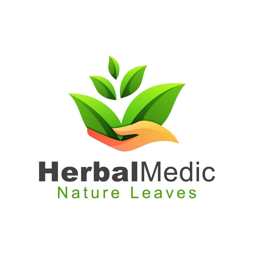 la natura medica a base di erbe lascia il logo, il logo per la cura delle foglie, le erbe sane per il tuo modello vettoriale di progettazione del logo sano