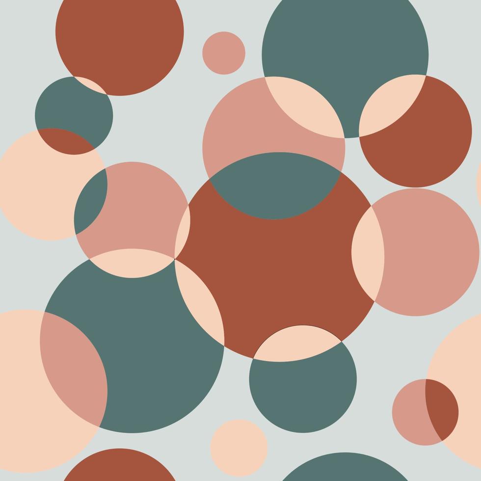sfondo cerchio astratto con colori marrone, rosa, verde scuro e crema, illustrazione vettoriale senza cuciture.