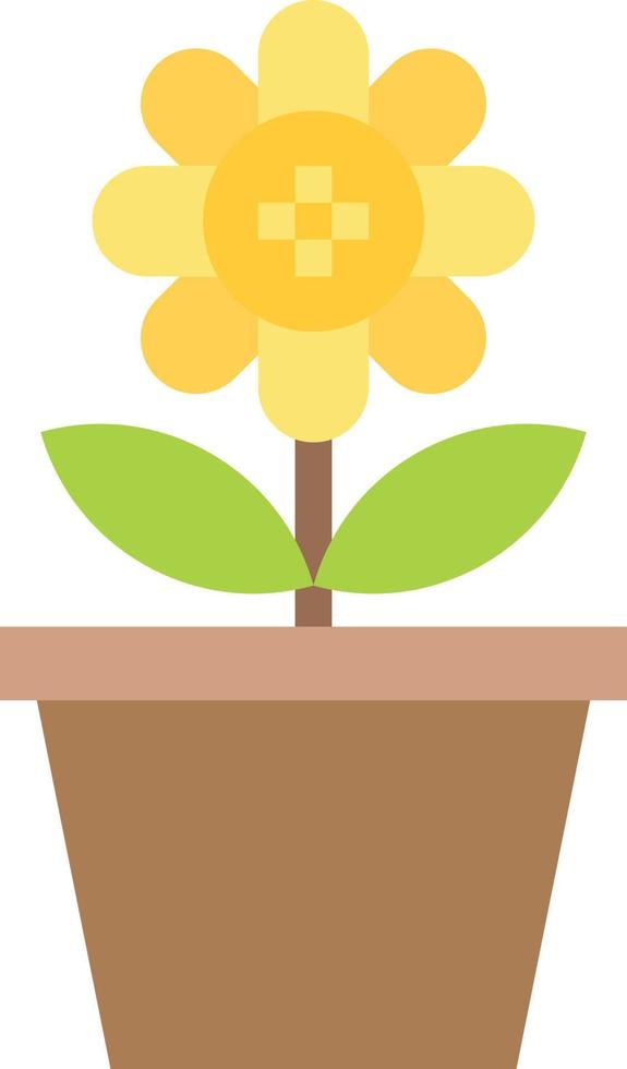 illustrazione vettoriale a colori piatti dell'icona del vaso di fiori