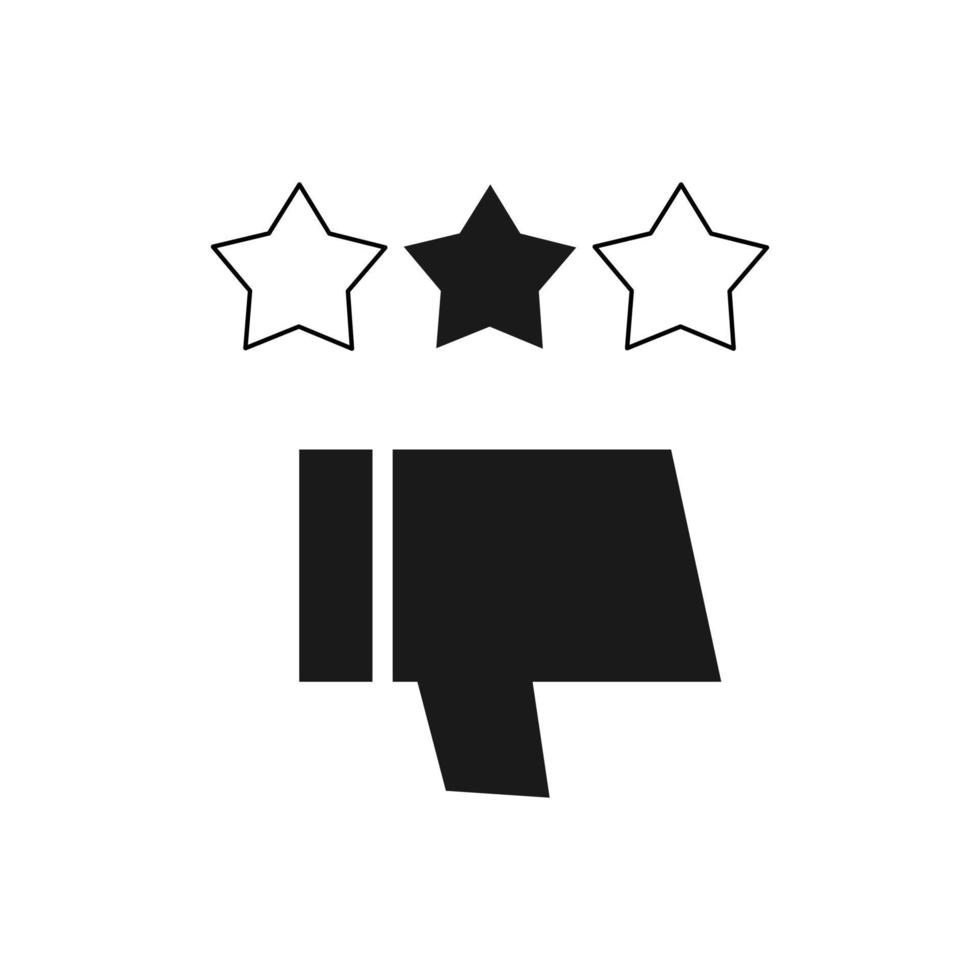 icona del pollice in giù con stella per il concetto di recensione negativa. valutazione della delusione del cliente vettore