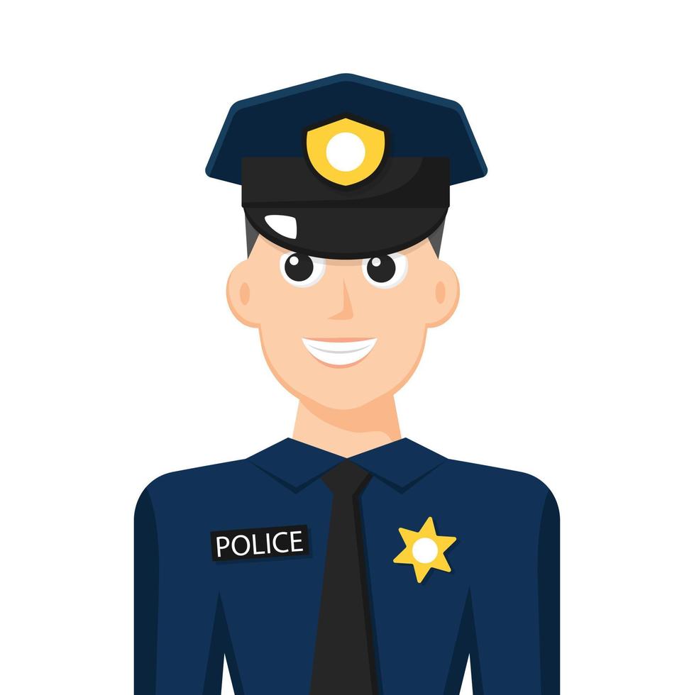 vettore piatto semplice colorato di poliziotto, icona o simbolo, illustrazione vettoriale del concetto di persone.