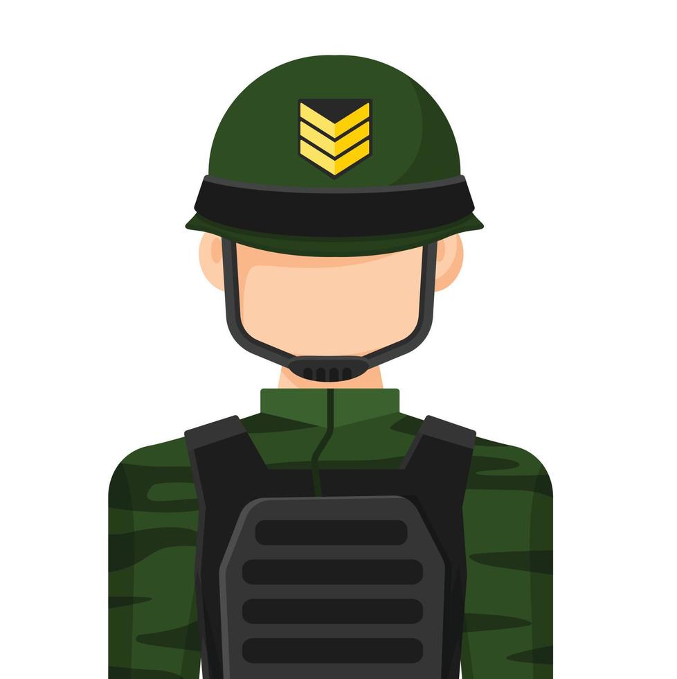 vettore piatto semplice colorato di un soldato dell'esercito, un sergente, un'icona o un simbolo, illustrazione vettoriale di concetto di persone.