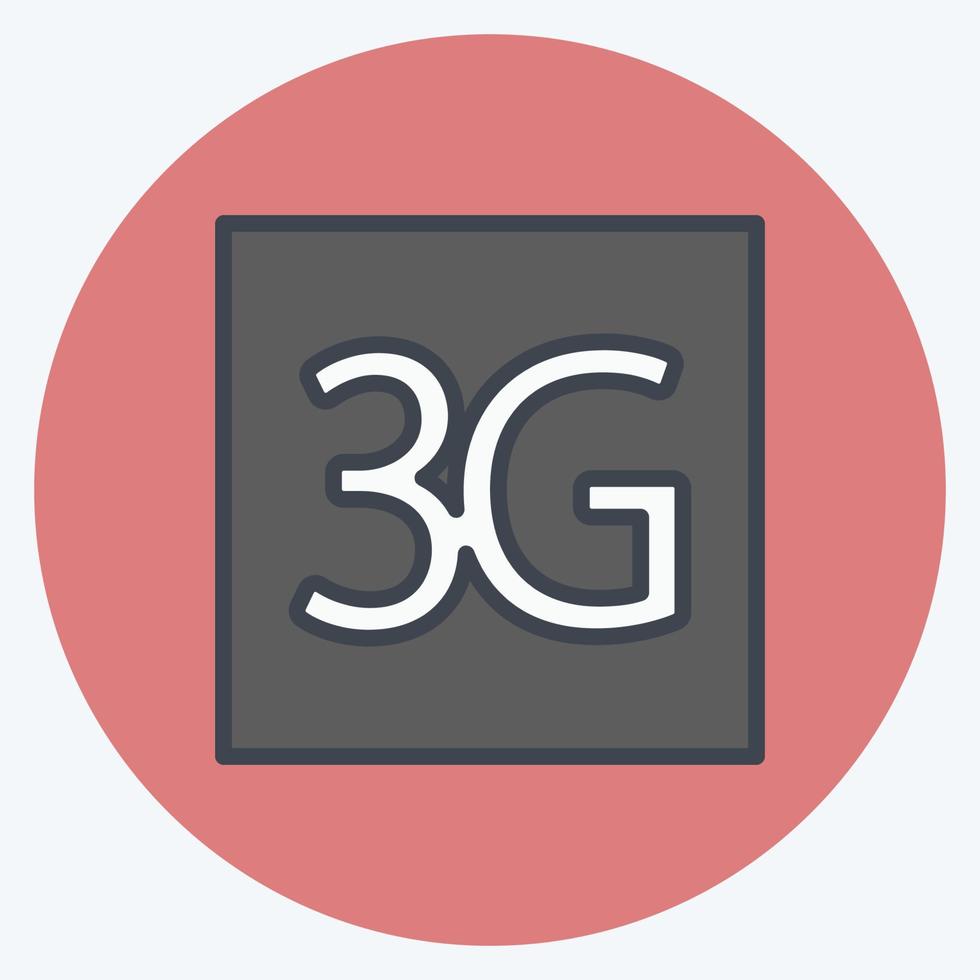 icona 3g. adatto per il simbolo delle app mobili. stile compagno di colore. design semplice modificabile. vettore del modello di progettazione. semplice illustrazione del simbolo