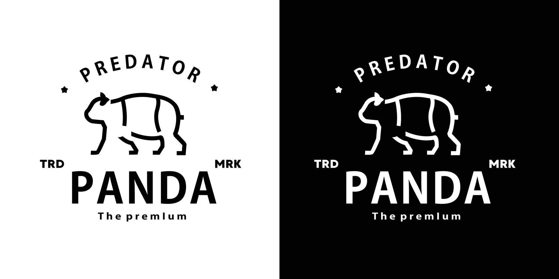 vintage retrò hipster panda logo vettore contorno monoline art icona