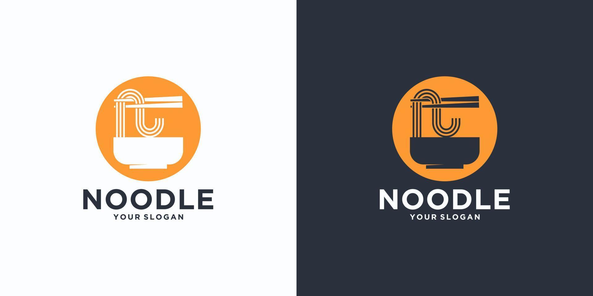 Riferimento logo noodle, con stile iniziale, negozio di noodle, negozio di alimentari e altro. vettore