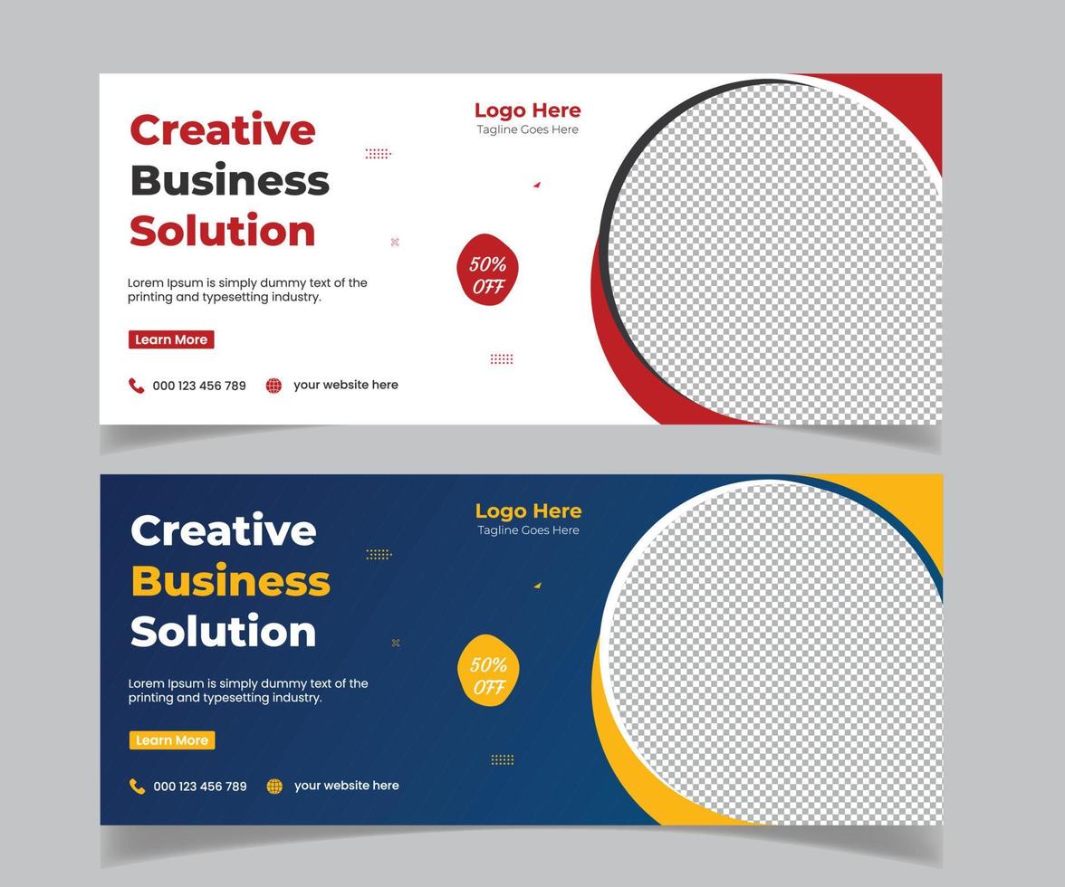 banner web aziendale con soluzione di marketing creativo e design del modello di banner post sui social media vettore