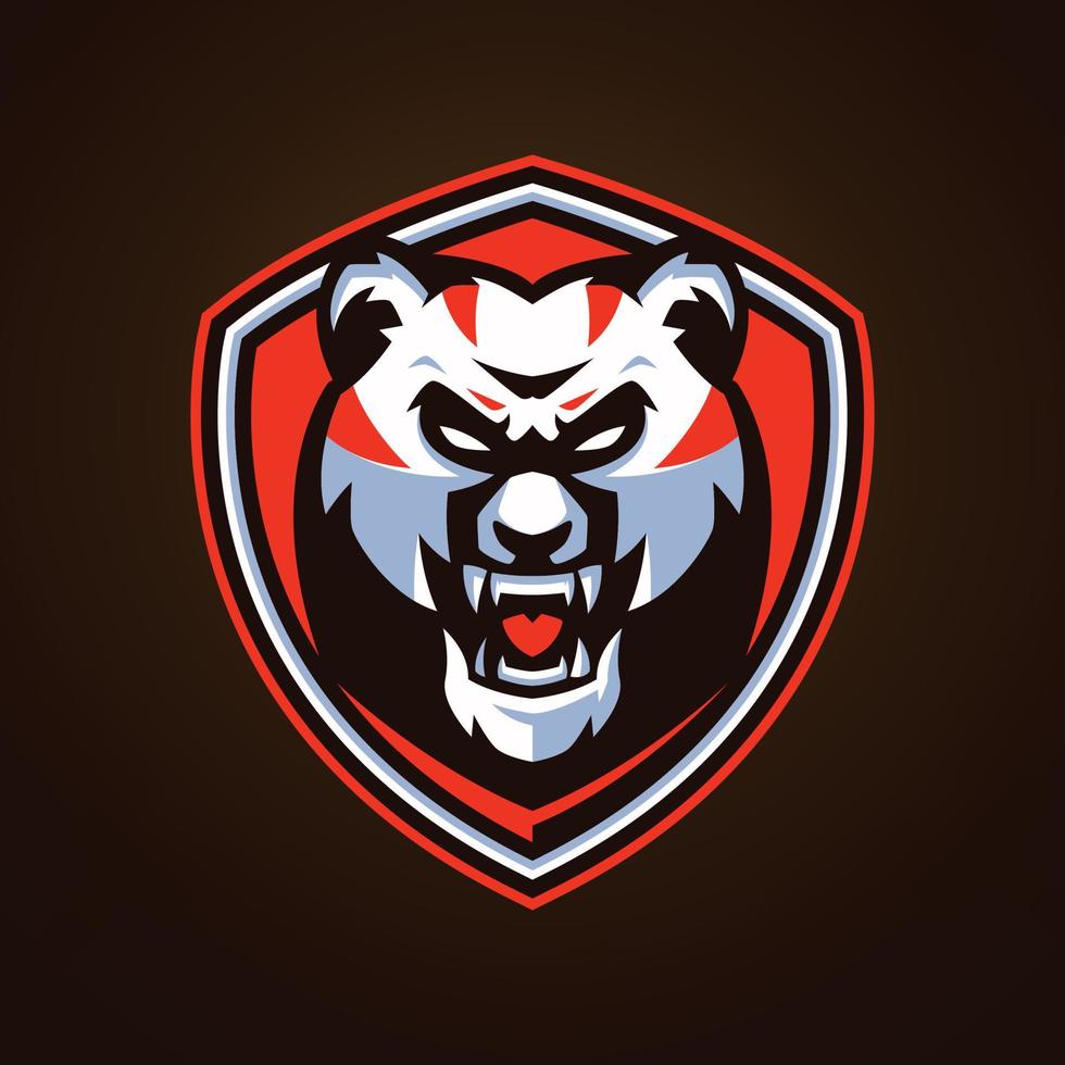 modelli di logo di eSport di panda arrabbiato vettore