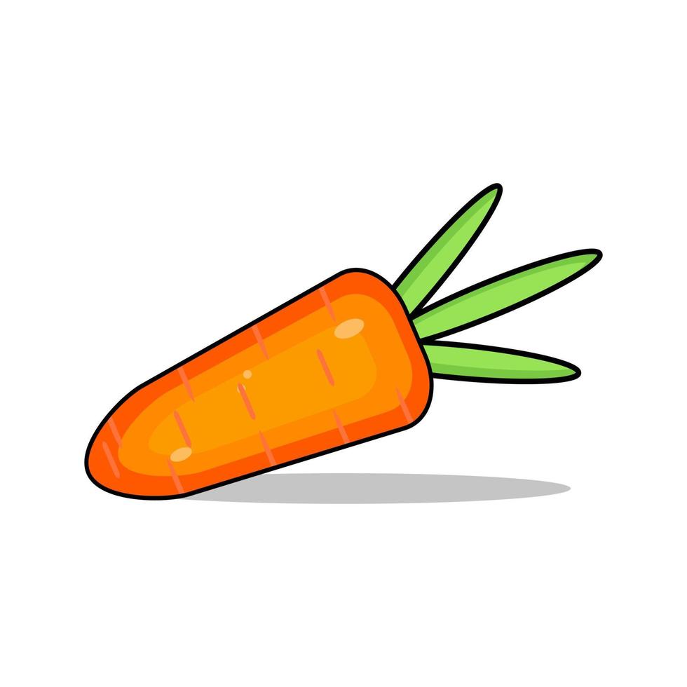 carota arancione con foglie verdi su sfondo bianco vettore