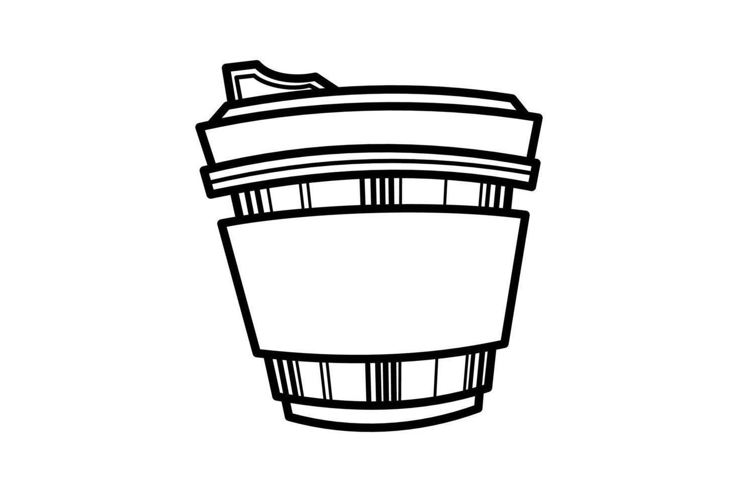tazza di caffè disegno a tratteggio di arte decorativa modello in tazza su sfondo bianco vettore