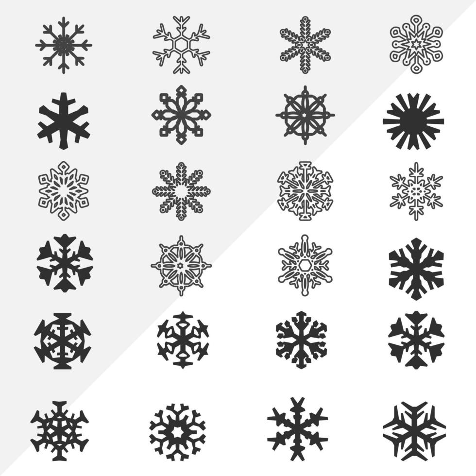 icone semplici della linea di colore del fiocco di neve insieme di vettore della neve