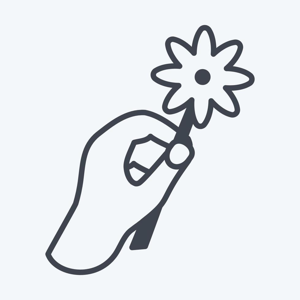 icona che tiene fiore. adatto per le azioni della mano simbolo. stile glifo. design semplice modificabile. vettore del modello di progettazione. semplice illustrazione del simbolo