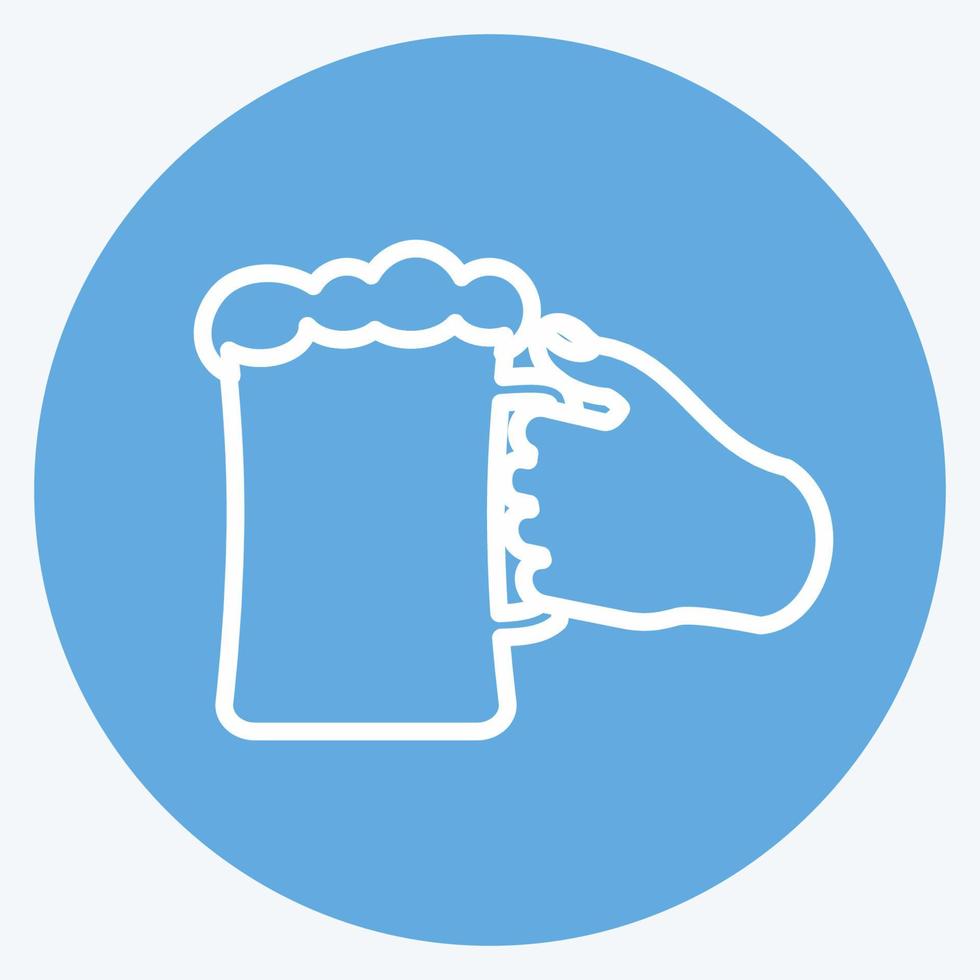 icona che tiene il bicchiere di birra. adatto per le azioni della mano simbolo. stile occhi azzurri. design semplice modificabile. vettore del modello di progettazione. semplice illustrazione del simbolo