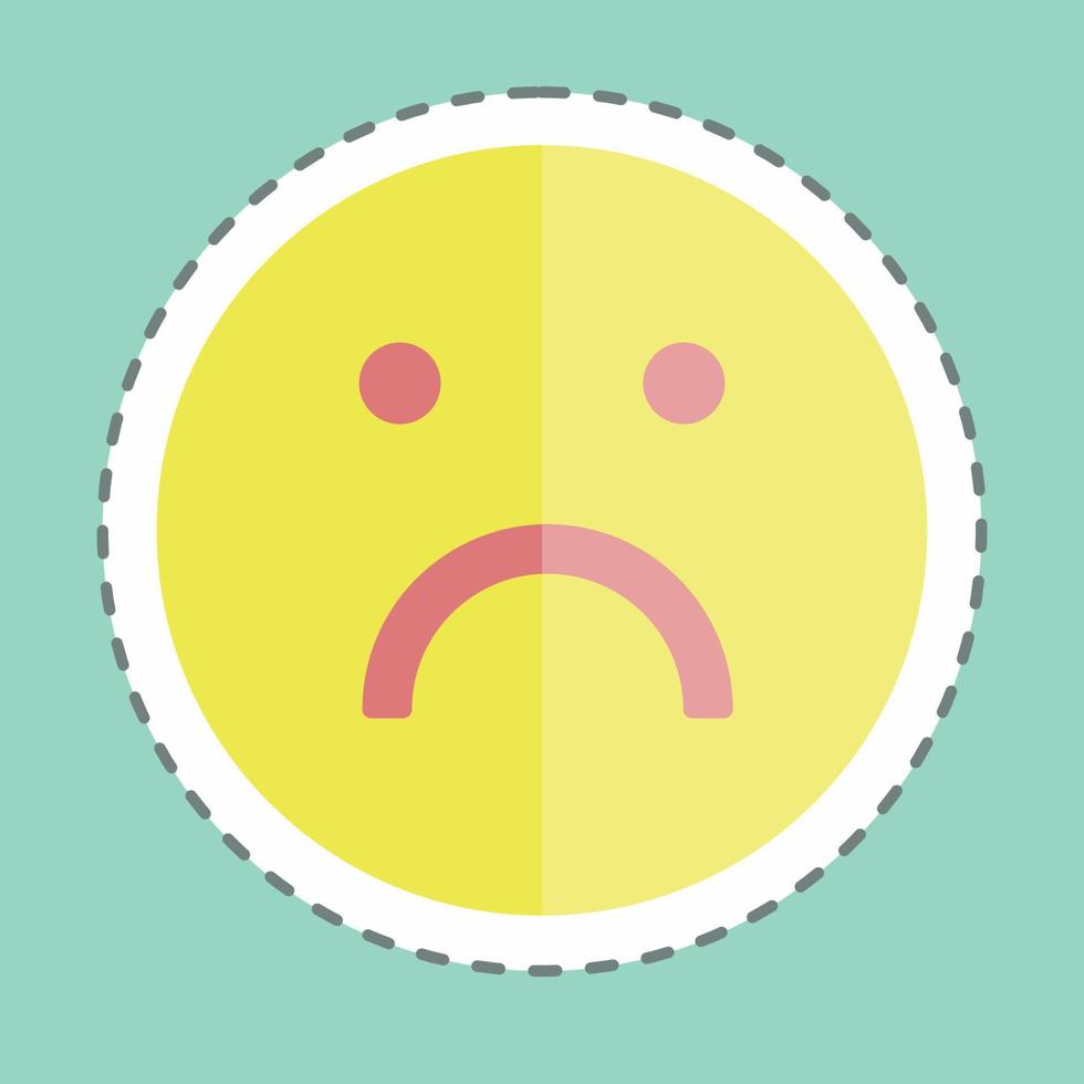 emoticon taglio linea adesivo triste. adatto per il simbolo dell'emoticon. design semplice modificabile. vettore del modello di progettazione. semplice illustrazione del simbolo