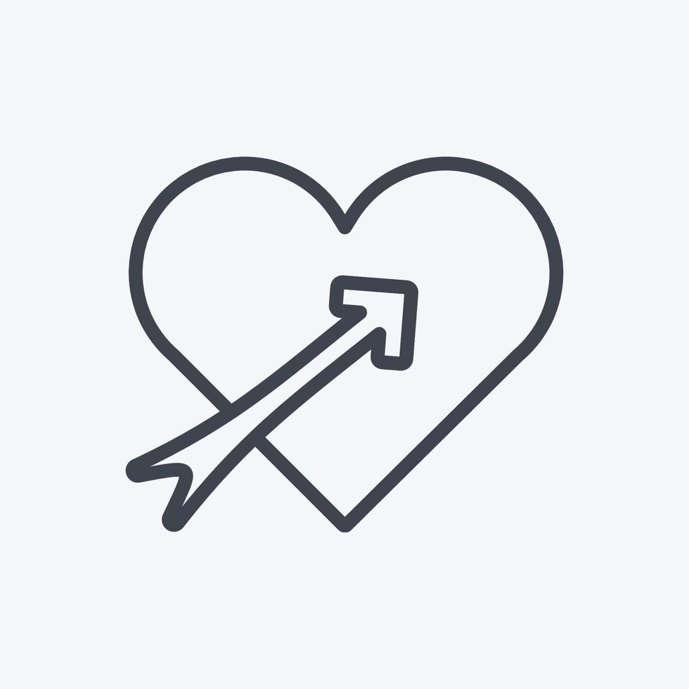 icona cuore con la freccia. adatto per il simbolo del matrimonio. stile di linea. design semplice modificabile. vettore del modello di progettazione. semplice illustrazione del simbolo